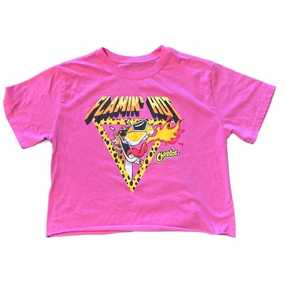 Cheetos Tops - Flaming Cheetos Women’s Hot Pink Cropped Tee Size XS